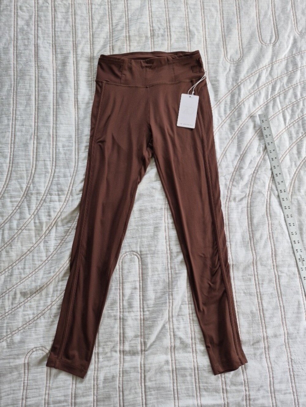 7Diamonds Brown Walnut Core High Waisted Leggings Anti Odor Quick Dry NEW Sz Med